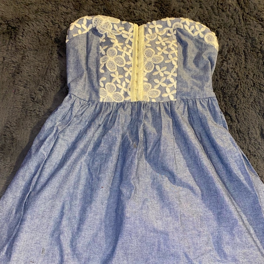 Denim and lace sleeves dress